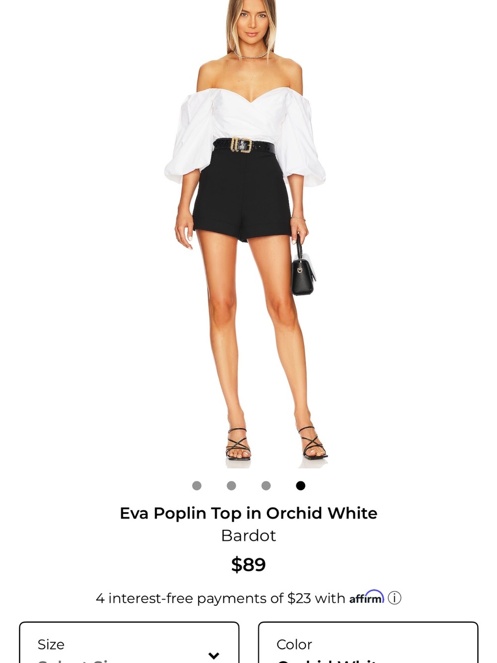 Bardot White Off-Shoulder Poplin Top - Picture 4 of 4